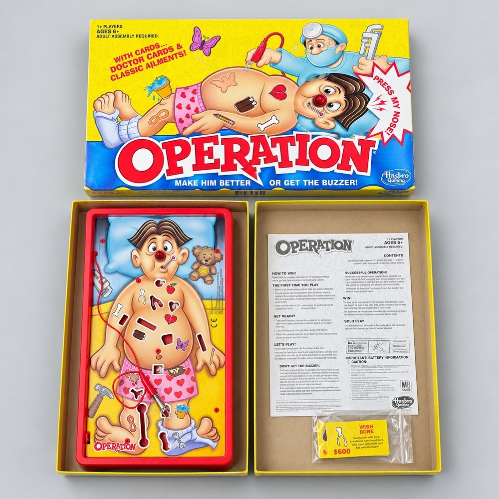 Hasbro Gaming Operation Board Game B2176 Classic Skill Game with Sound and Light